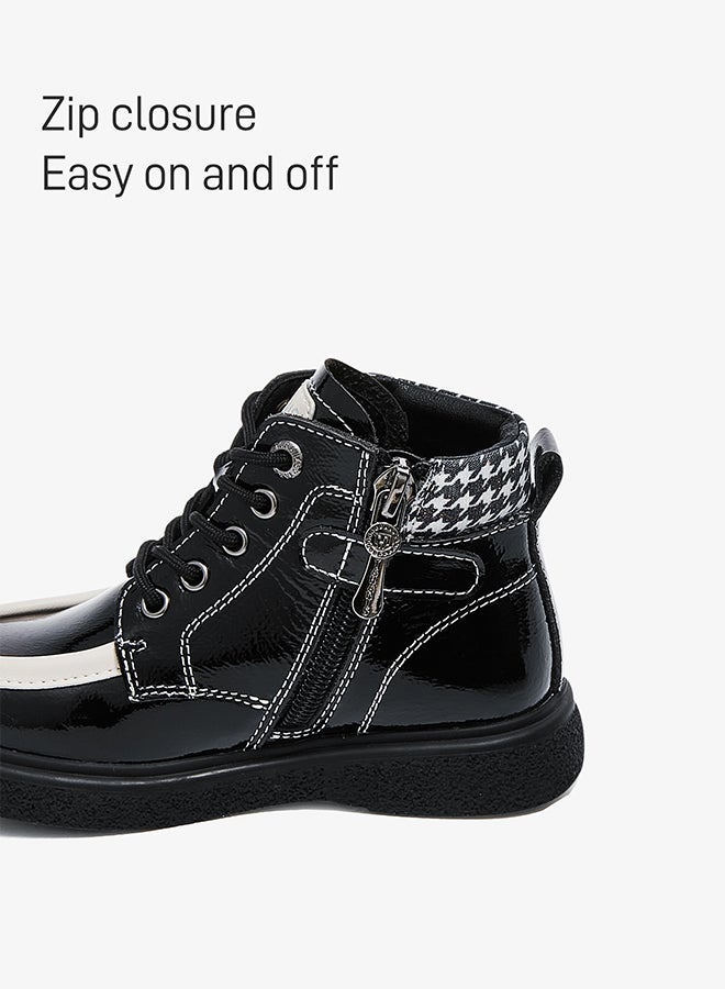 Taranis Taranis Children's Shoes Patent Chess Boots Gleaming Checkered Boots  - Image 5