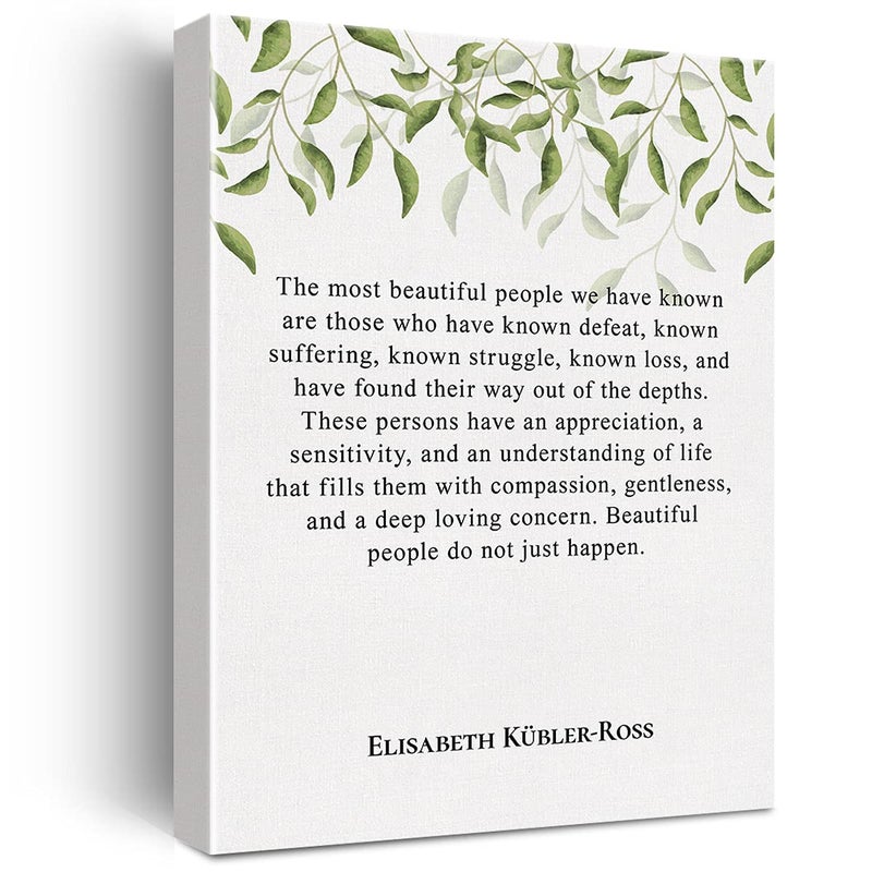 JerLoe Inspirational Canvas Art Elisabeth Kubler-Ross Quote 12x15 Inch Framed Office Home Wall Decor