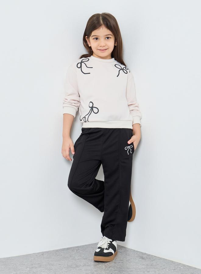 Styli Girls Bow Detail Sweatshirt and Joggers Set - Image 1