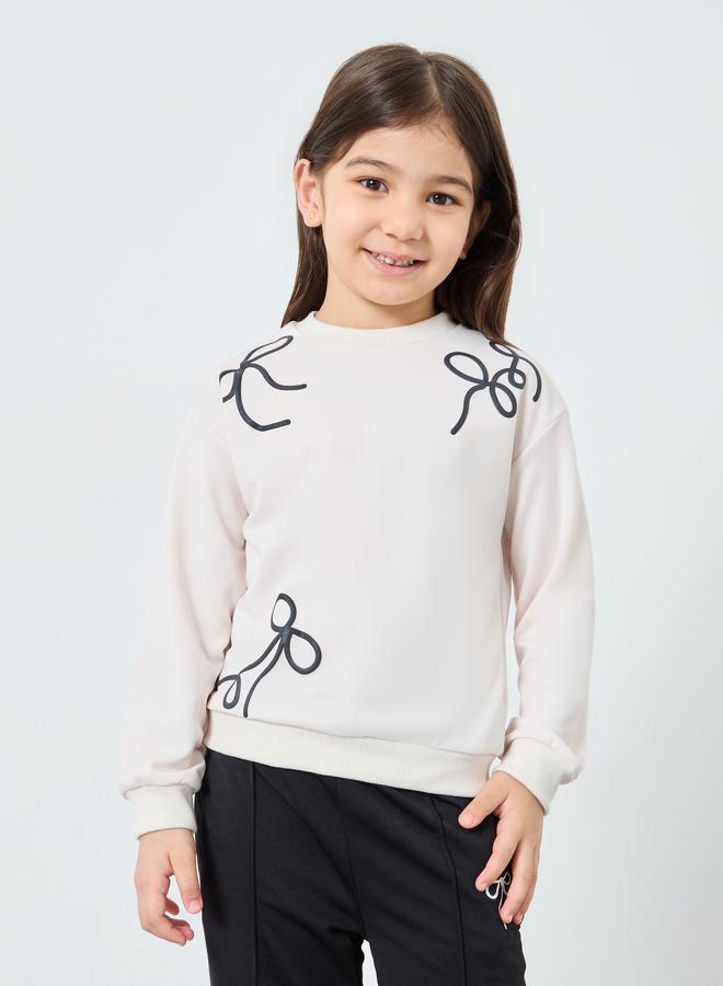 Styli Girls Bow Detail Sweatshirt and Joggers Set - Image 2