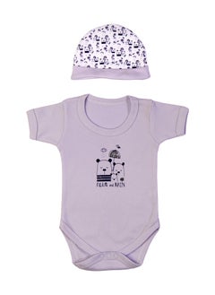 Babies Basic 5 Piece Unisex 100% Cotton Gift Set Include Bib, Romper, Mittens, Cap And Sleepsuit/Jumpsuit- Rain  - Image 4
