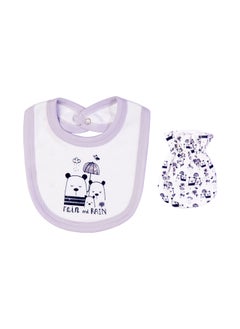 Babies Basic 5 Piece Unisex 100% Cotton Gift Set Include Bib, Romper, Mittens, Cap And Sleepsuit/Jumpsuit- Rain  - Image 5