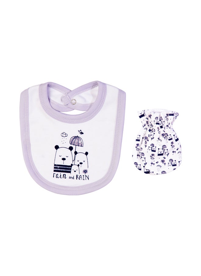 Babies Basic 5 Piece Unisex 100% Cotton Gift Set Include Bib, Romper, Mittens, Cap And Sleepsuit/Jumpsuit- Rain  - Image 5