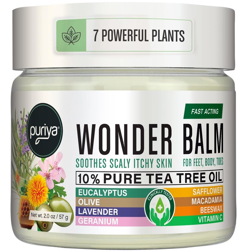 Puriya Tea Tree Oil Balm, Extra Strength, Pair Well with Jock Itch Cream, Spray, Athletes Foot, Ringworm Cream for Human, Rash Cream, Fast Acting for Dry, Itchy Skin, Plant Powered Wonder Balm - Image 1