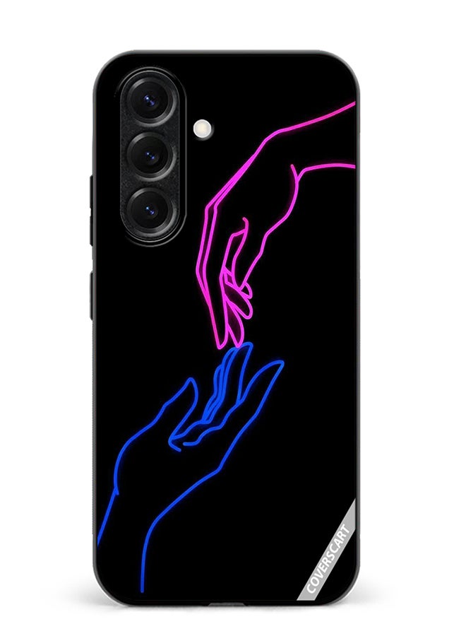 VR CREATIVE Protective Case Cover For Samsung Galaxy S25 Hands In Neon Lights Design Multicolour