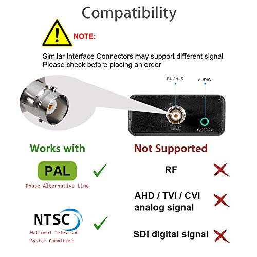AoeSpy HDMI to BNC Converter Adapter - HD Digital Video in Female BNC Coax Connector Composite Box w/ 3.5mm Audio Out for DVD DVR Security Camera CVR CCTV Image Coaxial Analog CVBS Signal Monitor TV - Image 2