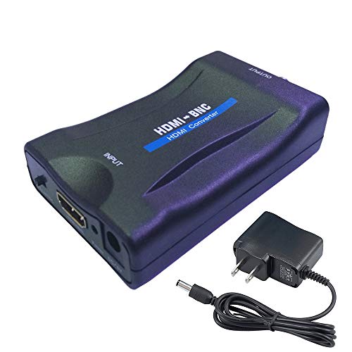 AoeSpy HDMI to BNC Converter Adapter - HD Digital Video in Female BNC Coax Connector Composite Box w/ 3.5mm Audio Out for DVD DVR Security Camera CVR CCTV Image Coaxial Analog CVBS Signal Monitor TV - Image 1