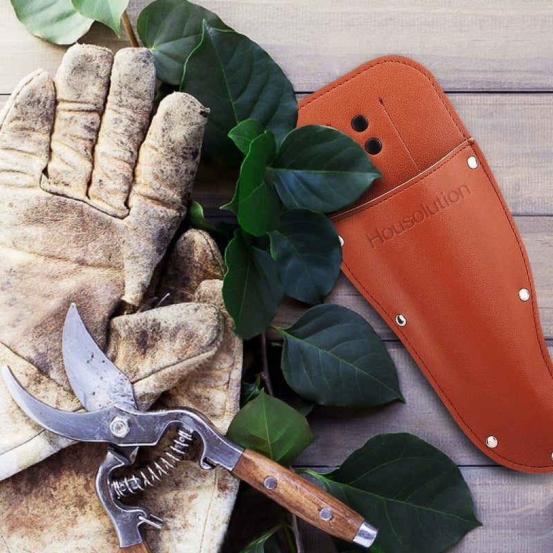 Housolution Garden Pruner Sheath, Pruner Tool Holster, Premium PU Leather Holster Protective Case Cover Scabbard for Gardening Pruning Shears Scissor - Brown - Image 5