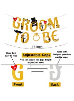 بارتي بروبس مجموعة ديكورات Groom to Be من Party Propz - 27 قطعة لافتة Groom to Be (ورق مقوى) مع غطاء كعكة | ديكورات حفلات توديع العزوبية | ديكورات حفلات توديع العزوبية | بالونات معدنية باللونين الأسود والذهبي  - Image 4