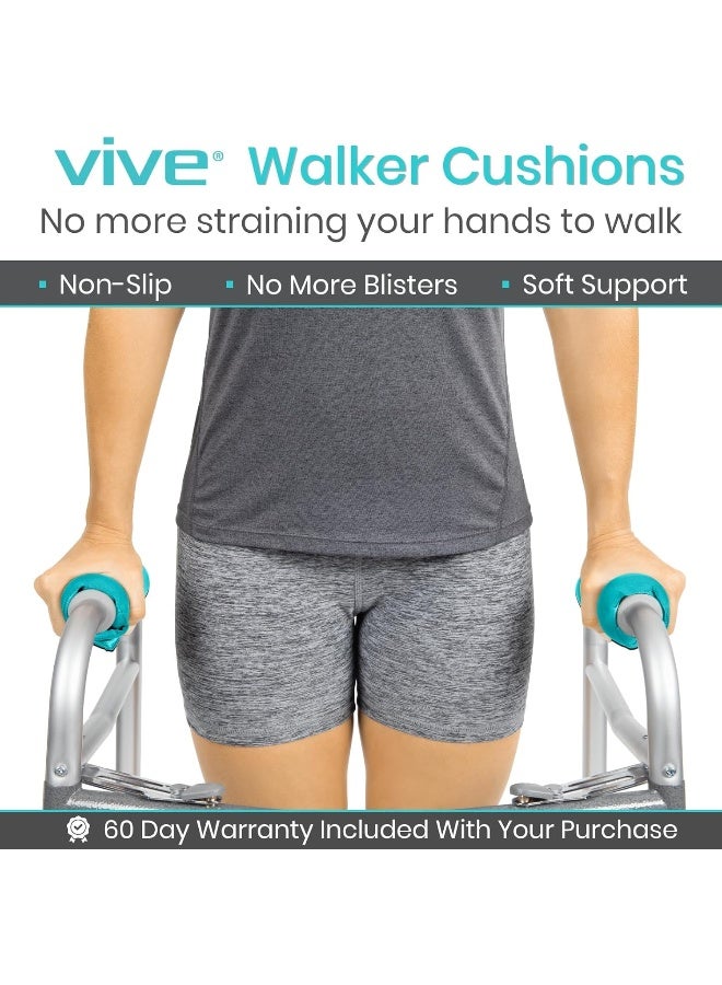 VIVE أغطية مقبض اليد المبطنة للمشاية (عبوة من 2) - وسادة ناعمة ملحقات طبية لمقبض المشاية القابلة للطي - مقبض مريح للبالغين وكبار السن - مجموعة قبضات ناعمة ومريحة - Image 2