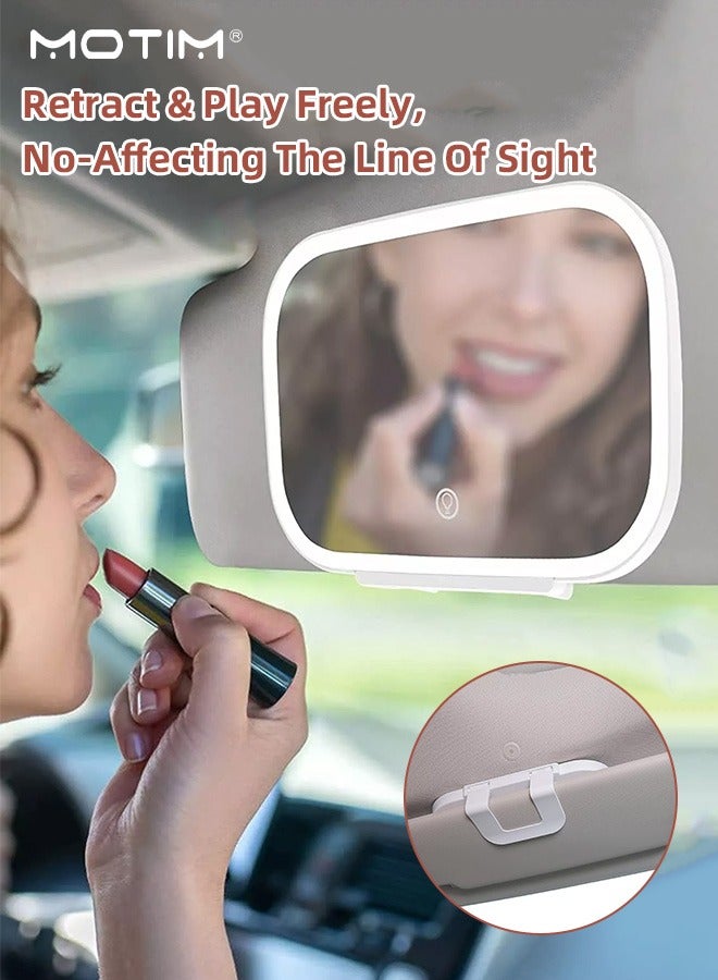 Motim Car Visor Vanity Mirror, 3 Light Modes Rechargeable Car Makeup Mirror, Touch Screen Dimmable Mirror for Truck SUV, 20.5*13.8*1.4cm - Image 2
