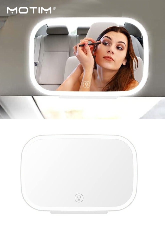 Motim Car Visor Vanity Mirror, 3 Light Modes Rechargeable Car Makeup Mirror, Touch Screen Dimmable Mirror for Truck SUV, 20.5*13.8*1.4cm - Image 1