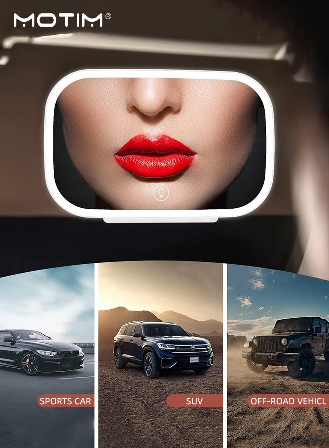 Motim Car Visor Vanity Mirror, 3 Light Modes Rechargeable Car Makeup Mirror, Touch Screen Dimmable Mirror for Truck SUV, 20.5*13.8*1.4cm - Image 5
