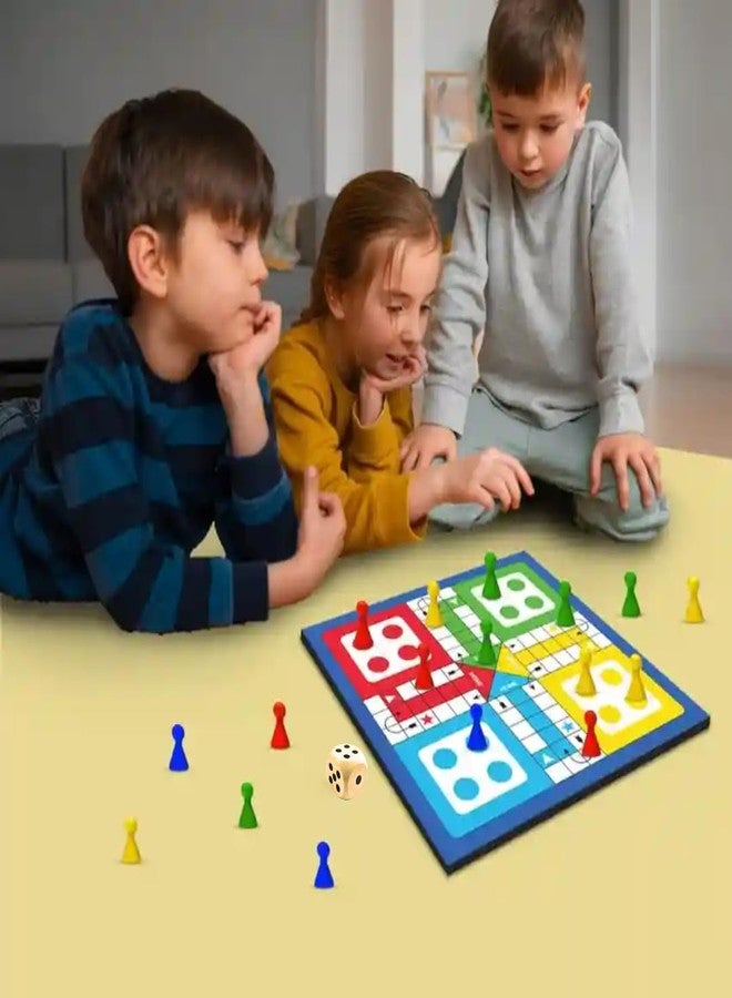 SIMPLE DAYS Ludo Wooden Dice and 16 Plastic Pegs Goti - Traditional Board Game Playing Coins Accessories - Image 4