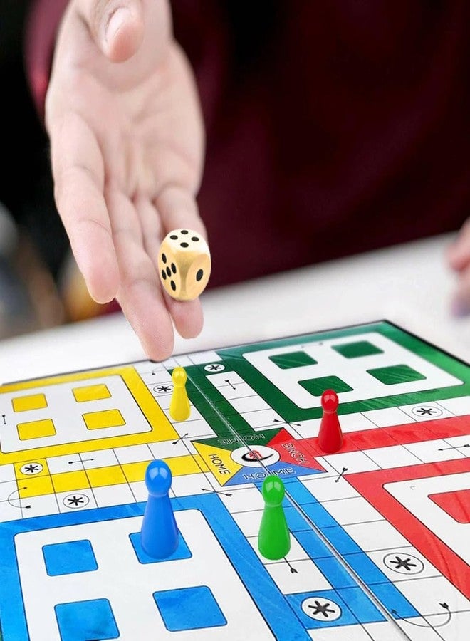 SIMPLE DAYS Ludo Wooden Dice and 16 Plastic Pegs Goti - Traditional Board Game Playing Coins Accessories - Image 3