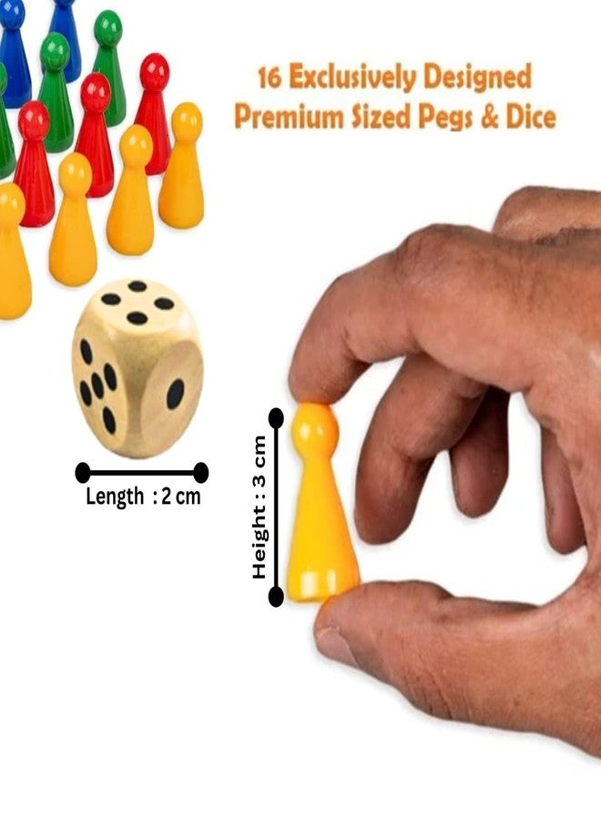 SIMPLE DAYS Ludo Wooden Dice and 16 Plastic Pegs Goti - Traditional Board Game Playing Coins Accessories - Image 2