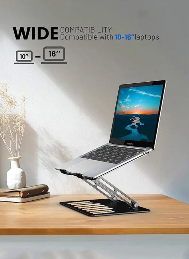 أبيكس حامل متعدد الاستخدام للكمبيوتر المحمول والأجهزة اللوحية - قابل للتعديل ومصنوع من الفولاذ الكربوني، قاعدة مريحة قابلة للطي محمولة مع تبريد مناسب، متوافق مع أجهزة من 10 إلى 15.6 بوصة - Image 2