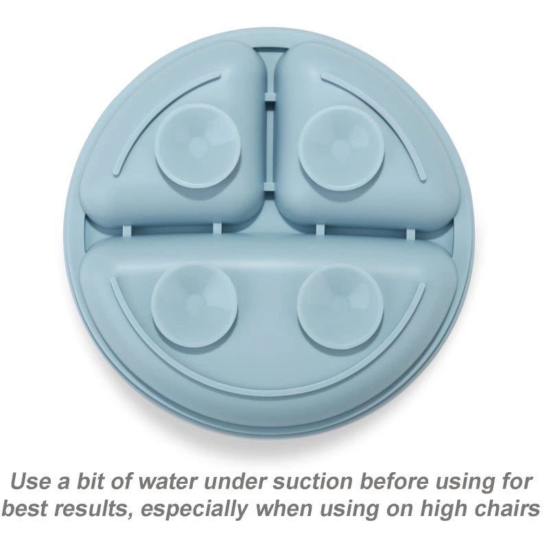 PandaEar Divided Unbreakable Silicone Baby and Toddler Plates - 3 Pack - Non-Slip - Dishwasher and Microwave Safe - Silicone (Blue Green Brown) - Image 4