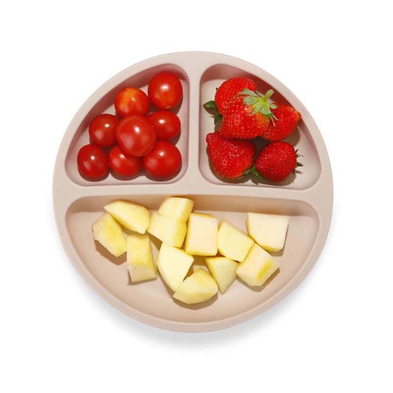 PandaEar Divided Unbreakable Silicone Baby and Toddler Plates - 3 Pack - Non-Slip - Dishwasher and Microwave Safe - Silicone (Blue Green Brown) - Image 5