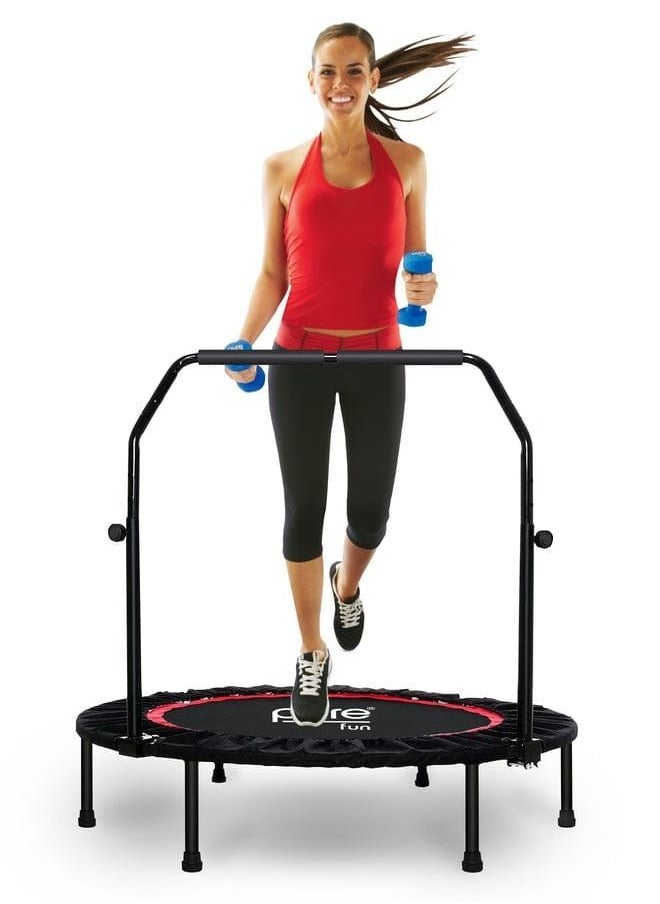 Pure Fun - 40inch Foldable Trampoline Fitness Rebounder with Adjustable Handle, Exercise Trampoline For Adults Indoor/Garden Workout Max Load 330lbs [40inch] - Image 1