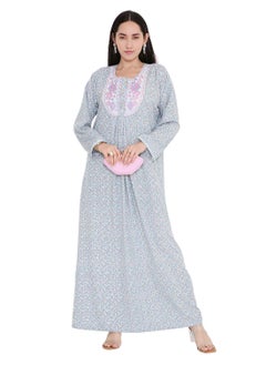 ELEGANT FARASHA WITH UNIQUE THREAD EMBROIDERY AND STYLISH PRINTED MODEST ARABIC KAFTAN JALABIYA DRESS