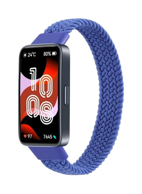 حزام مضفر متوافق مع سوار الساعة البديل Huawei Band 9/8، حزام مطاطي من النايلون المنسوج مع Huawei Band 8/9 مقاس متوسط ​​(أزرق)