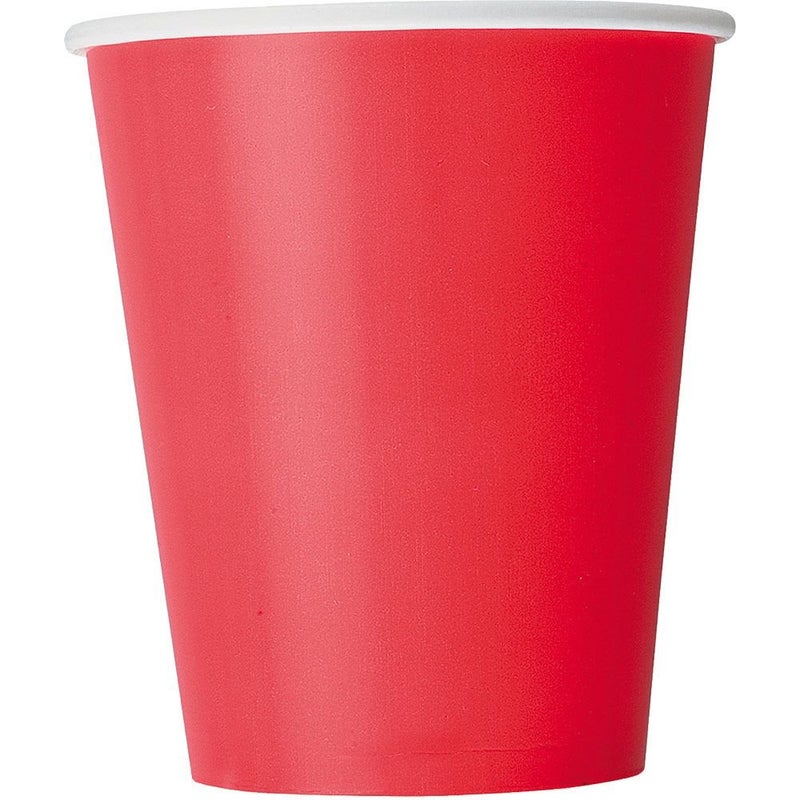 Premium Ruby Red Paper Cups 9 oz Pack of 14 Elegant EcoFriendly Party Drinkware Perfect for Birthdays Showers Special Celebrations