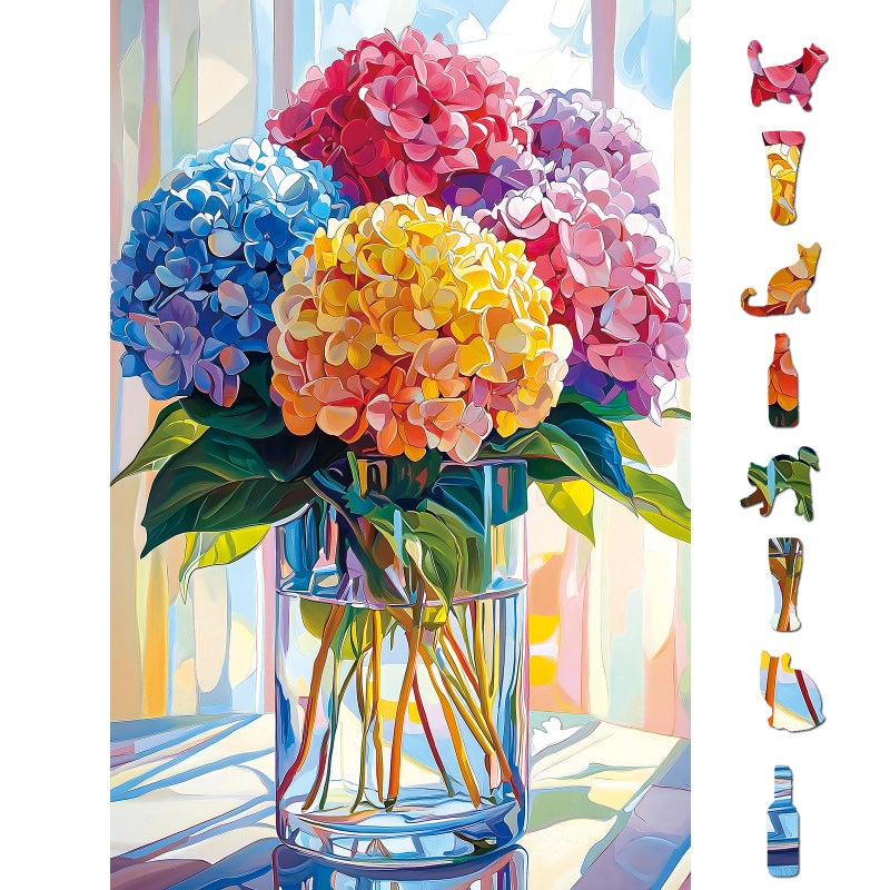 Blueforest 500 Piece Puzzles for Adults, Colorful Hydrangeas Puzzle for Adults, Hard Challenge Art Jigsaw Puzzles, for Gifts Halloween Birthday Party Family, 23 * 15 inchches inch Dust Free - Image 1