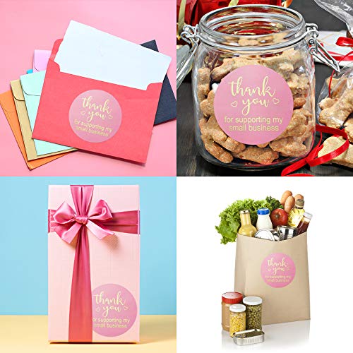 Gelme Nutri 2.0in Thank You Stickers,Roll of 500 Thank You for Supporting My Small Business Sticker Labels,Adhesive Thank You Round Label Stickers for Gift Packaging,Greeting Card,Bouquet,Mailer&Retail Bag,Pink - Image 5