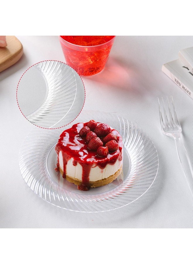 FOCUSLINE FOCUSLINE 7 Inch Clear Plastic Plates, 100 Count Disposable Heavy Duty Salad Dessert Plates, Premium Hard Plastic for Weddings, Parties & Events  - Image 4
