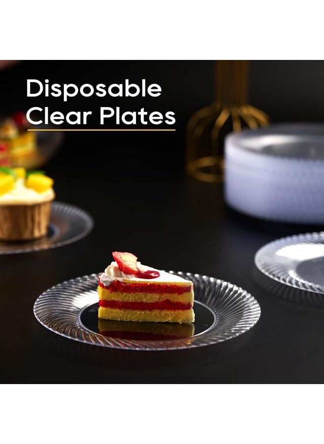 FOCUSLINE FOCUSLINE 7 Inch Clear Plastic Plates, 100 Count Disposable Heavy Duty Salad Dessert Plates, Premium Hard Plastic for Weddings, Parties & Events  - Image 5