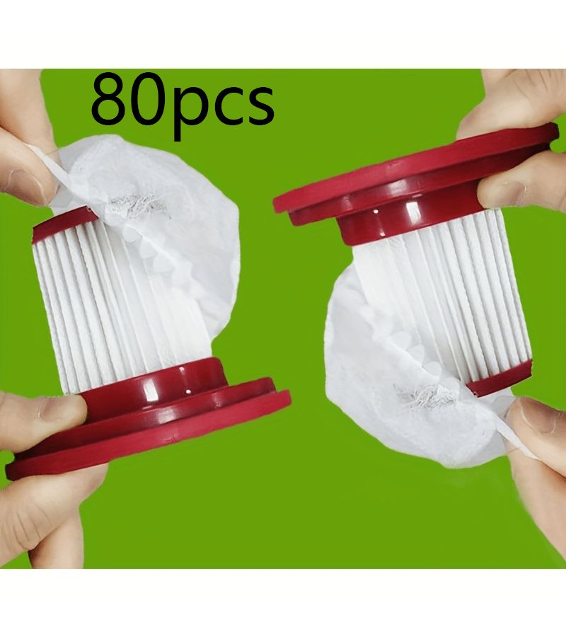 80 Pcs White Elastic Disposable Vacuum Filter Bags Universal Fit - Image 1