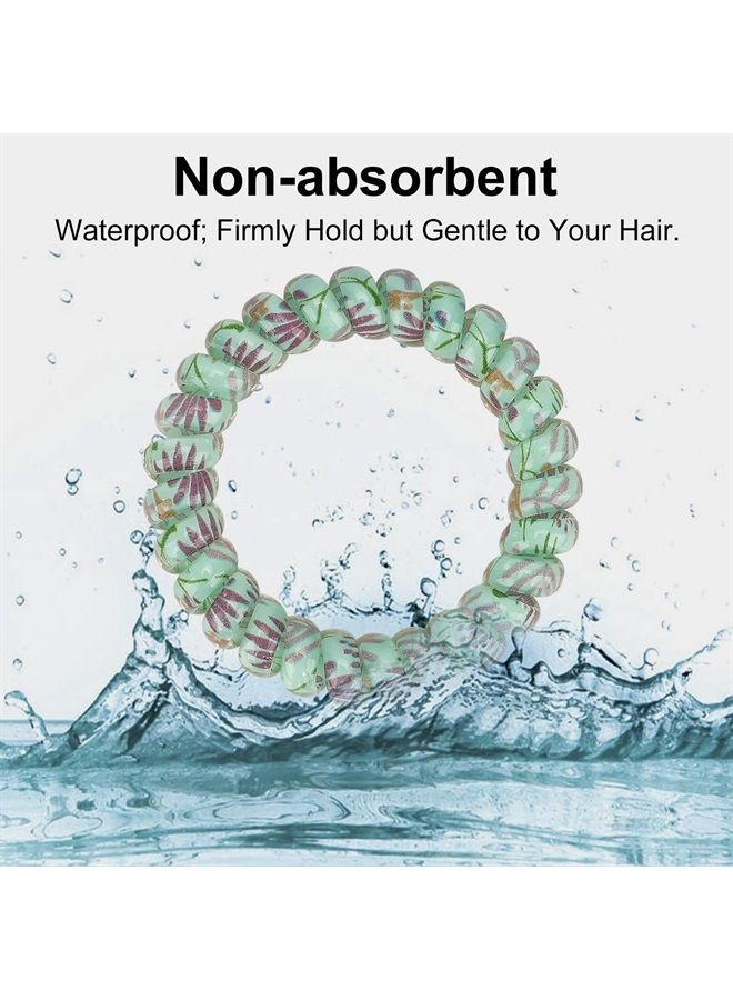 JessLab Spiral Hair Ties, 10pcs Assorted Traceless Spiral Hair Ties, Cute Plastic Coil Ponytail Holders, No-Damage Hair Accessory for Women and Girls, Floral  - Image 2