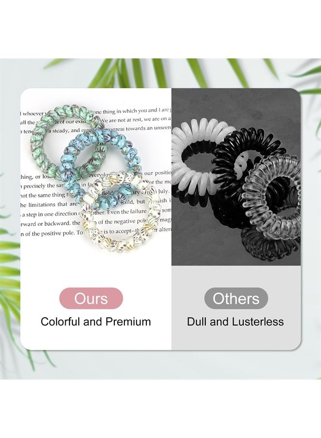 JessLab Spiral Hair Ties, 10pcs Assorted Traceless Spiral Hair Ties, Cute Plastic Coil Ponytail Holders, No-Damage Hair Accessory for Women and Girls, Floral  - Image 3