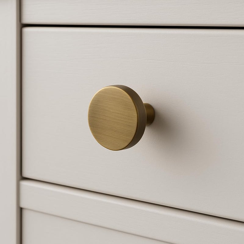 ABVIN Premium Thin Solid Brass Knobs Bar Handles, Modern Gold Cabinet Hardware, Furniture Pulls for Doors, Cabinets, Cupboards & Drawers (Knob) - Image 5
