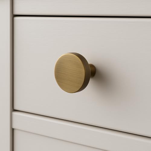 ABVIN Premium Thin Solid Brass Knobs Bar Handles, Modern Gold Cabinet Hardware, Furniture Pulls for Doors, Cabinets, Cupboards & Drawers (Knob) - Image 1