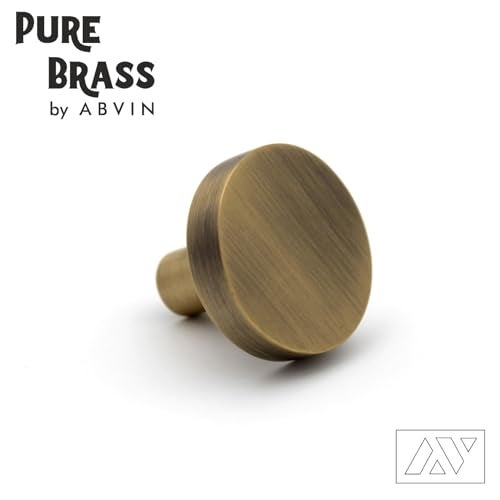 ABVIN Premium Thin Solid Brass Knobs Bar Handles, Modern Gold Cabinet Hardware, Furniture Pulls for Doors, Cabinets, Cupboards & Drawers (Knob) - Image 2