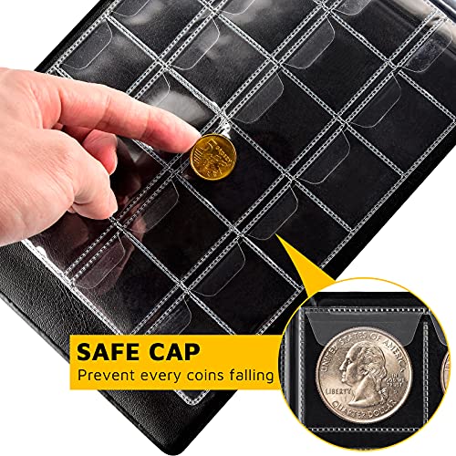 Aptbyte Coin Collection Supplies Holder Book for Collectors, 300 Pockets Coin Collection Organizer Storage Box Case Album for 20/25/ 27/30/ 38mm Coins- Blue - Image 3