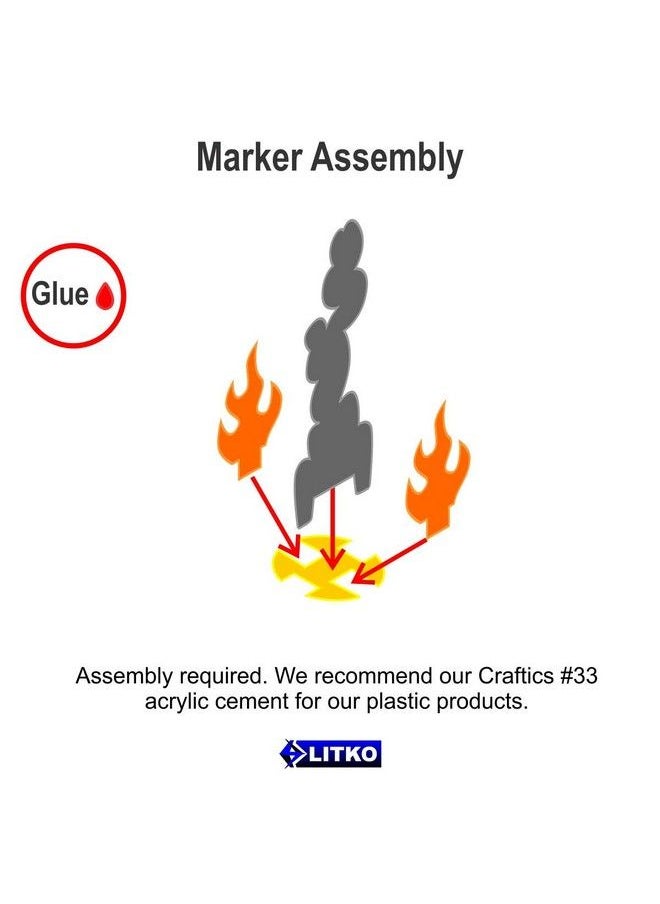 LITKO - Flaming Wreckage Marker ; Burning Wreckage ; Miniature Wargame Fire Marker ; Compatible With Dnd Pathfinder Ttrpg Flame Of War Bolt Action And Other Miniature Games (Micro) - Image 1