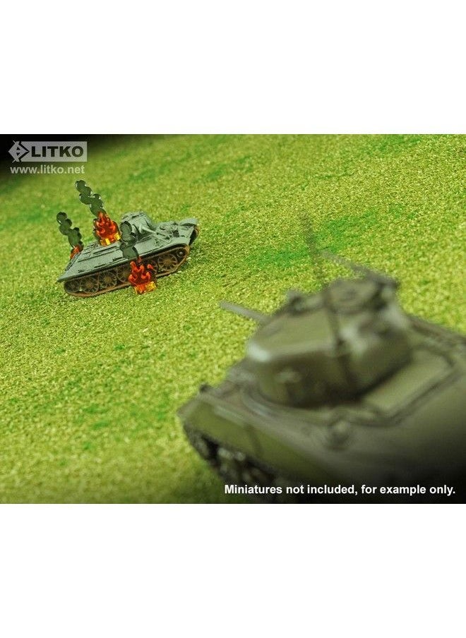 LITKO - Flaming Wreckage Marker ; Burning Wreckage ; Miniature Wargame Fire Marker ; Compatible With Dnd Pathfinder Ttrpg Flame Of War Bolt Action And Other Miniature Games (Micro) - Image 1