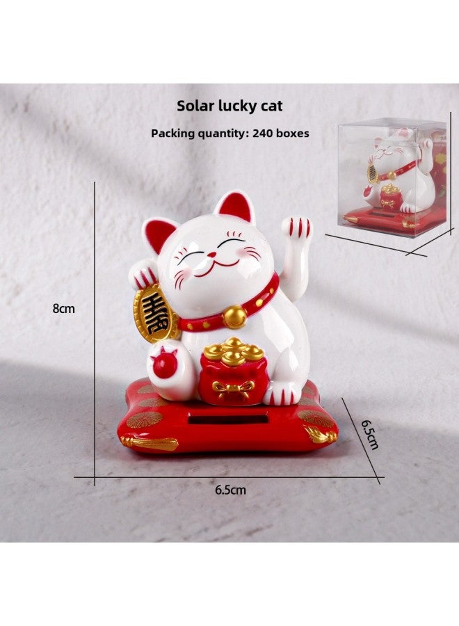 Japanese Chinese 2.5 Small Solar Energy Cute Car Ornaments Baking Cake Decorations-Color:Solar Energy Waving Cat  - Image 2