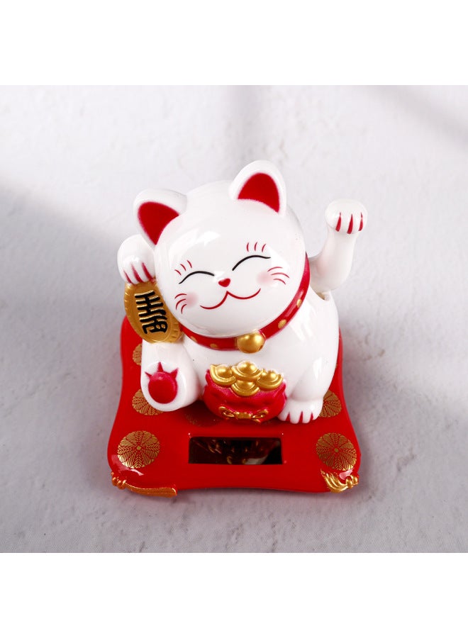 Japanese Chinese 2.5 Small Solar Energy Cute Car Ornaments Baking Cake Decorations-Color:Solar Energy Waving Cat  - Image 3