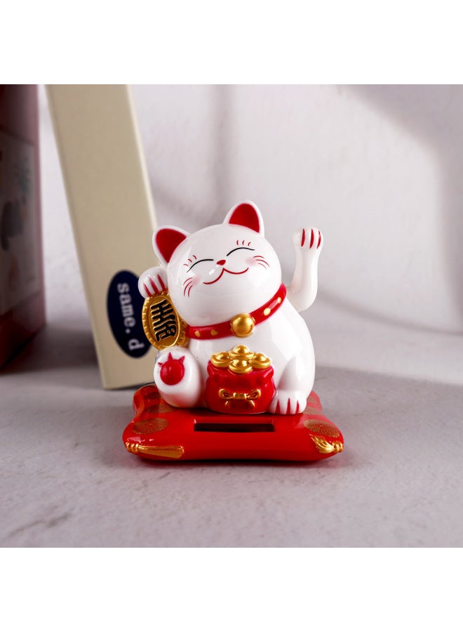 Japanese Chinese 2.5 Small Solar Energy Cute Car Ornaments Baking Cake Decorations-Color:Solar Energy Waving Cat  - Image 4