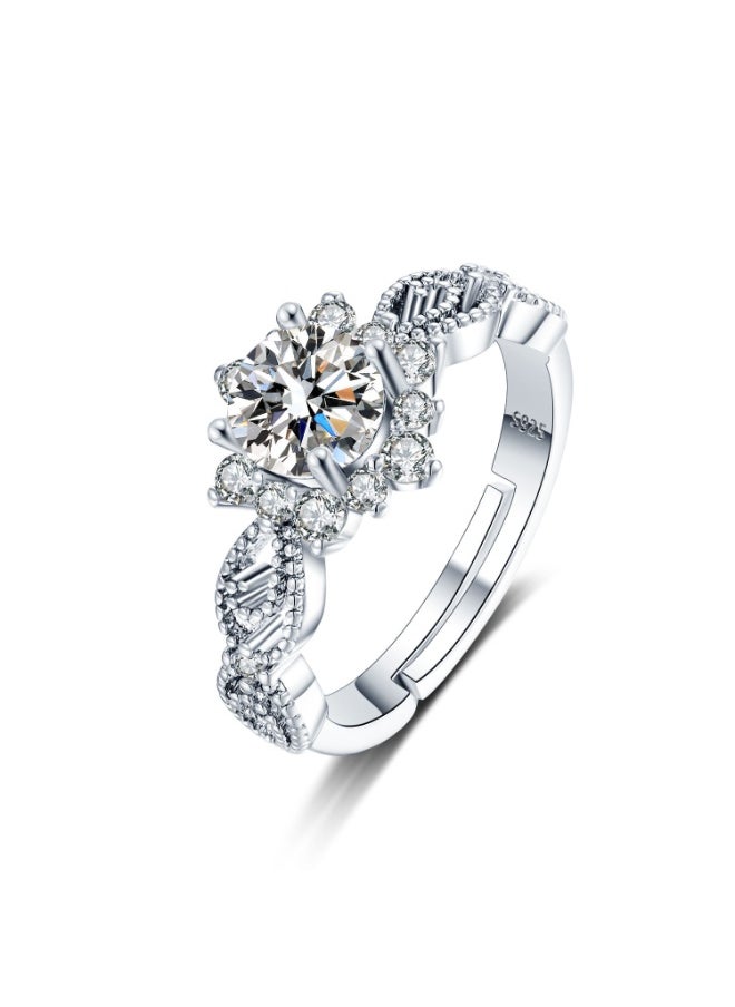 Generic Ladies Hollow Flower Fashion Moissanite Ring  - Image 1