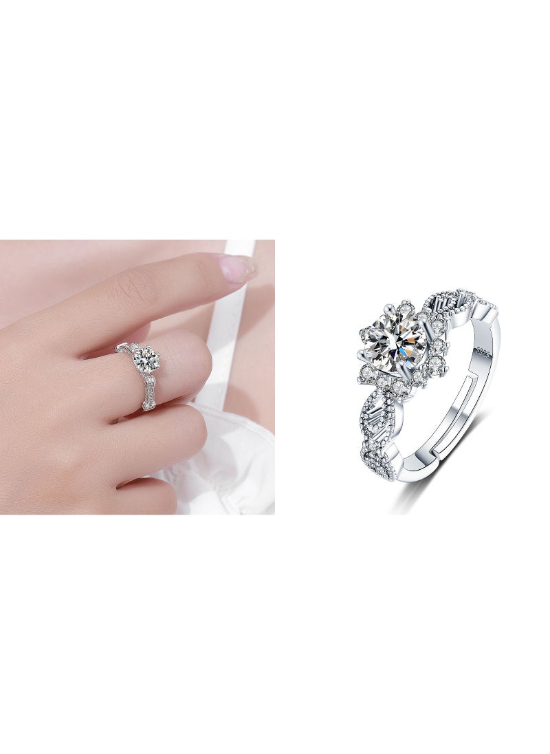 Generic Ladies Hollow Flower Fashion Moissanite Ring  - Image 2