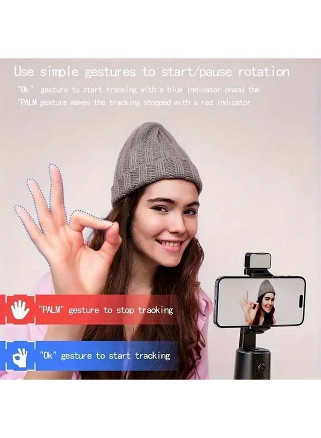 حامل ثلاثي للهاتف مزود بتتبع تلقائي للوجه باللون الأسود، ومثبت مع قدرة على الدوران 360 درجة، ومجموعة تسجيل فيديو - Image 5