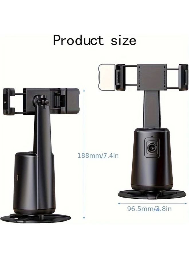 حامل ثلاثي للهاتف مزود بتتبع تلقائي للوجه باللون الأسود، ومثبت مع قدرة على الدوران 360 درجة، ومجموعة تسجيل فيديو - Image 3
