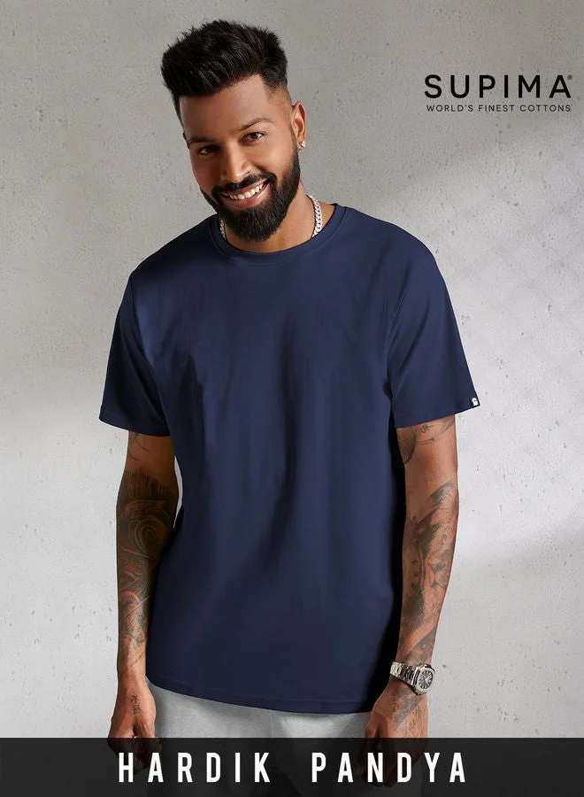 ذا سوليد ستور تي شيرت أساسي كبير الحجم للرجال والأولاد بياقة دائرية ونصف كم