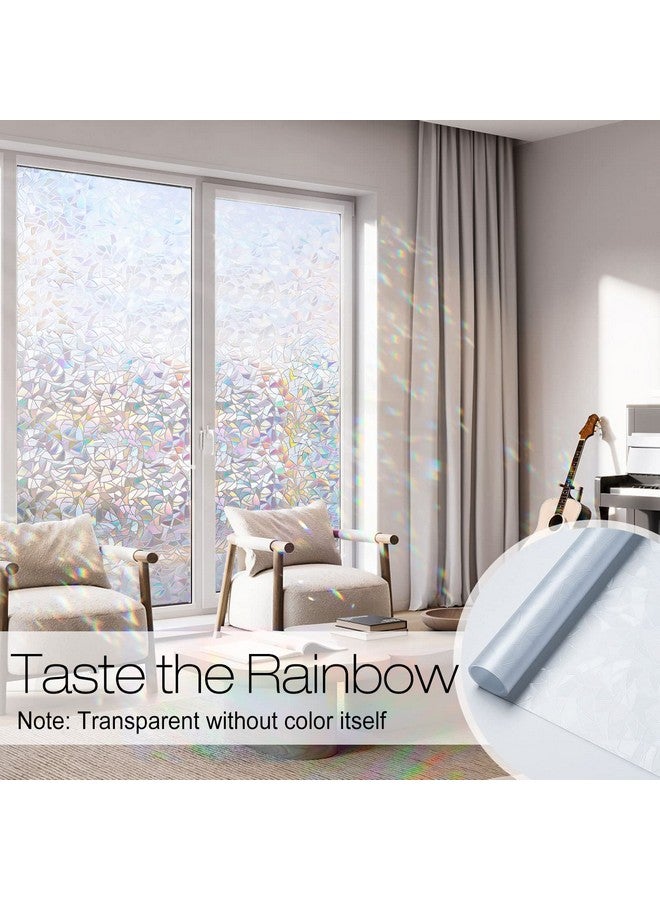 Rabbitgoo rabbitgoo Window Privacy Film Rainbow Film Decorative Window Sticker, 3D Static Stained Glass Cling Tint for Home Heat Control Non-Adhesive, 35.4 x 157.4 inches  - Image 1