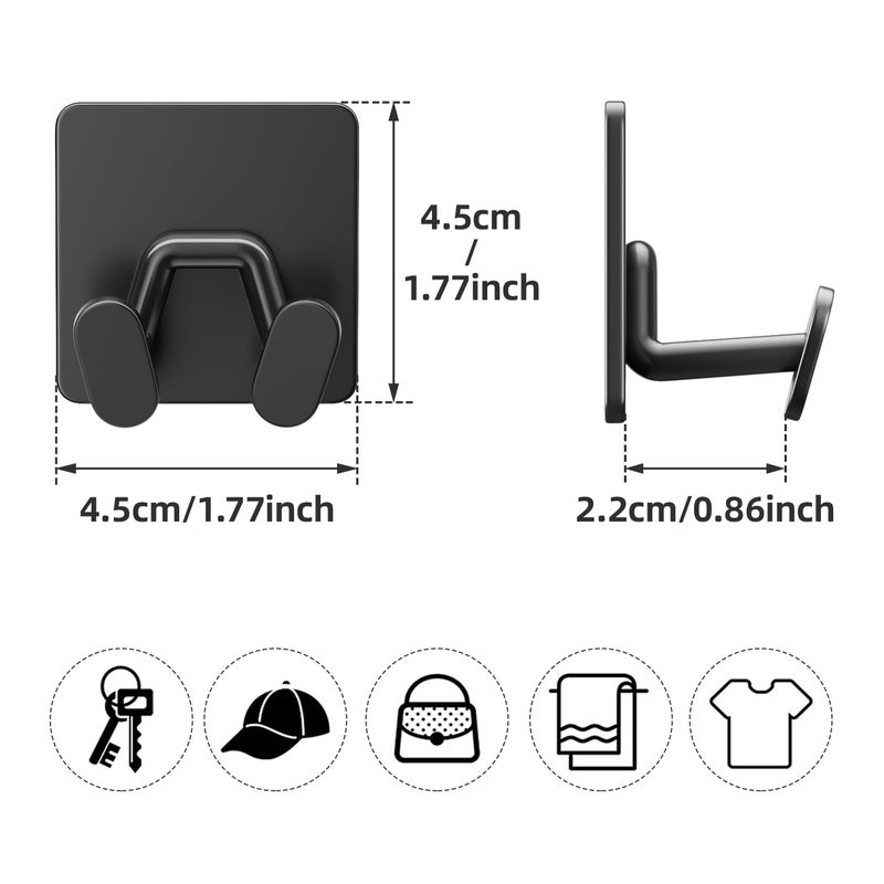 susswiff Adhesive Shower Hooks for Inside - Extra Sticky Stainless, Razor Holder Shower Accessories, Wall Mounted Self-Adhesive Double Hooks for Razor, Loofah, Towel, Shaver, Coat, Key, Matt Black, 4-Pack - Image 4